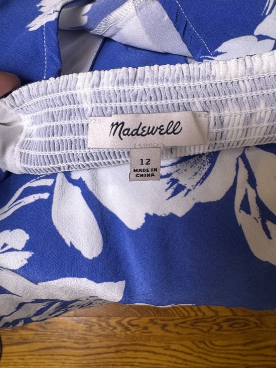 Madewell Blue Floral Midi Dress Sz 12 100% Viscose Resort Vacation Chic